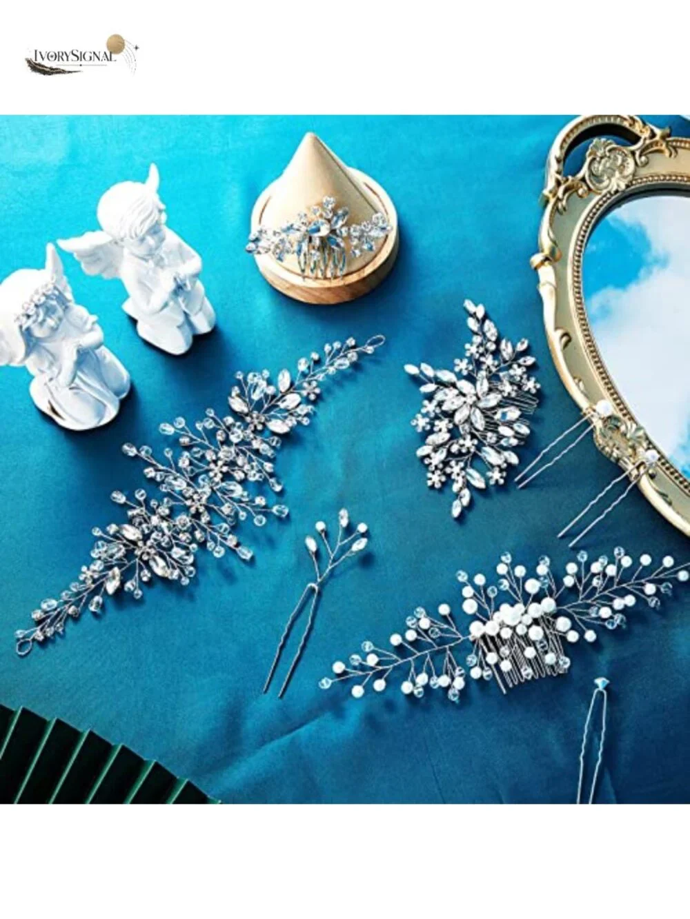 44 Pcs Faux Pearl Crystal Bride Hair Accessories Set Wedding Combs U Pins